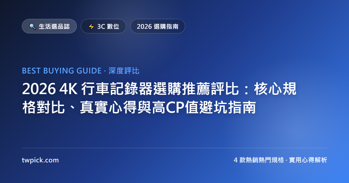 2026 4K 行車記錄器選購推薦評比:核心規格對比、真實心得與高CP值避坑指南