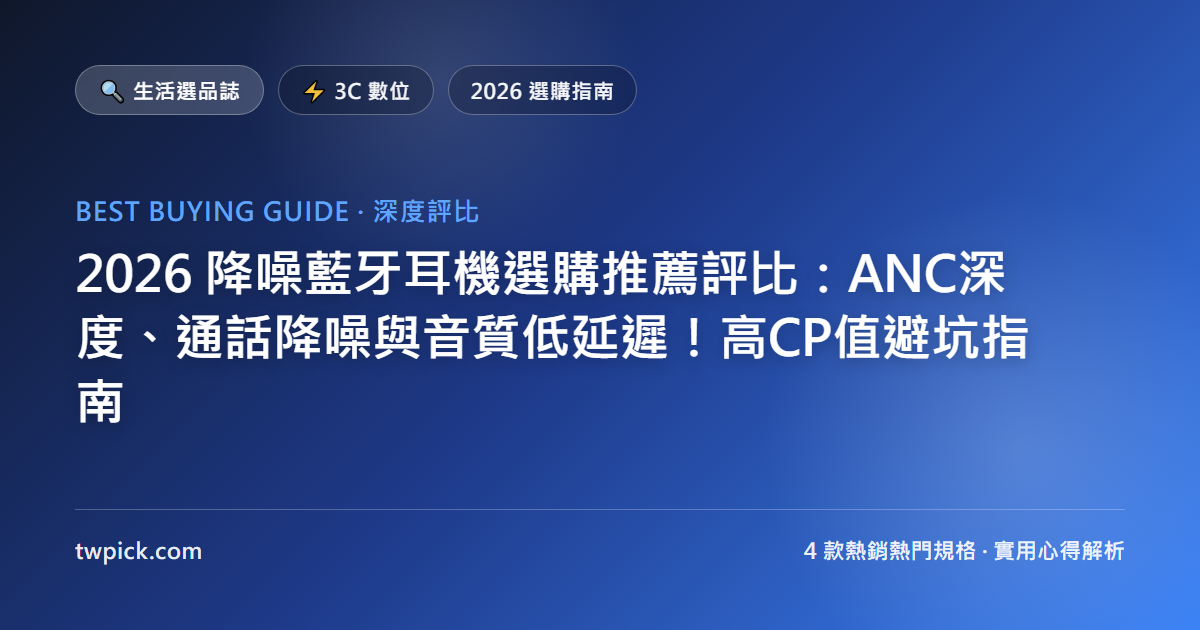 2026 降噪藍牙耳機選購推薦評比：ANC深度、通話降噪與音質低延遲！高CP值避坑指南